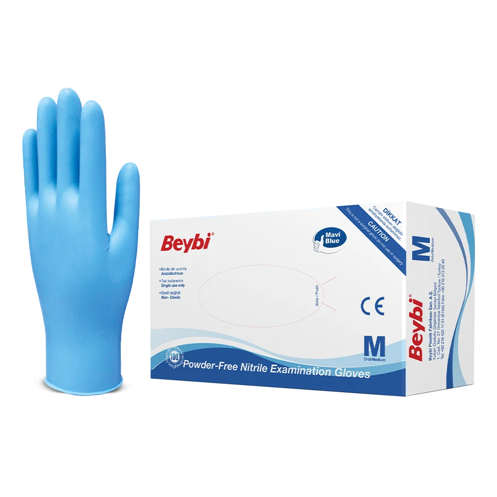 Beybi Pudrasız Mavi Nitril Eldiven