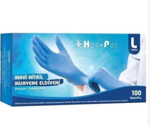 Haspet Mavi Nitril Eldiven (100'lü)